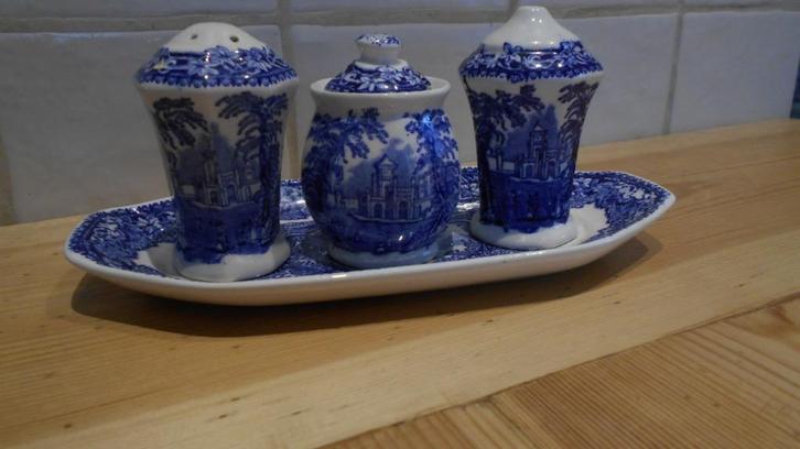 peper zout potje + deksel stel met schaaltje Mason's Vista, Antiek en Kunst, Antiek | Servies los, Ophalen of Verzenden