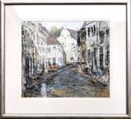 Schilderij acrylverf op papier achter glas. Lijst 70,5 breed, Antiek en Kunst, Kunst | Schilderijen | Klassiek, Ophalen