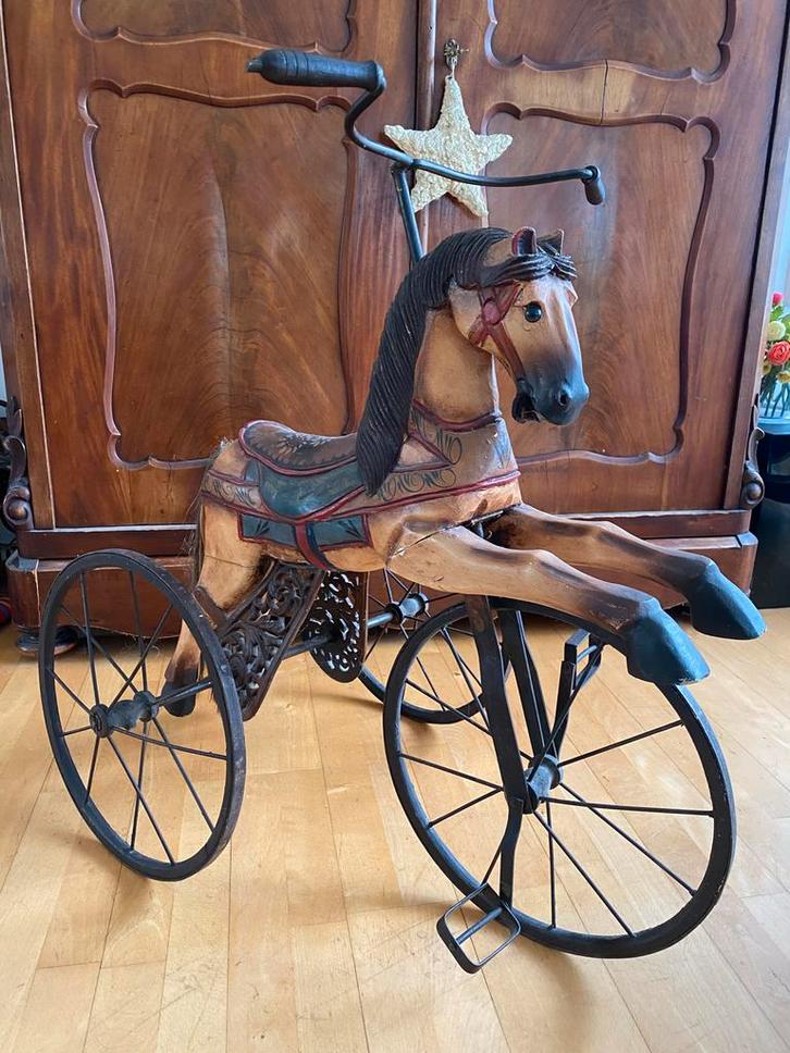 Antieke Houten Driewieler Paard, Antiek en Kunst, Antiek | Speelgoed, Ophalen of Verzenden