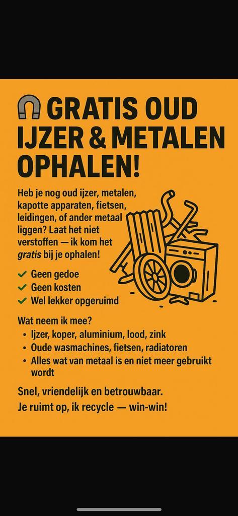Gezocht oudijzer en metalen, Doe-het-zelf en Verbouw, Metalen, Gebruikt, Ophalen