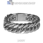 Matte rvs stoere heren armband van geborsteld staal "Jaddy"., Verzenden, Nieuw, Zilver, Staal