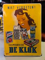 Emaille reclamebord De Klok Zeepfabriek Langcat Bussum, Ophalen of Verzenden, Gebruikt, Reclamebord