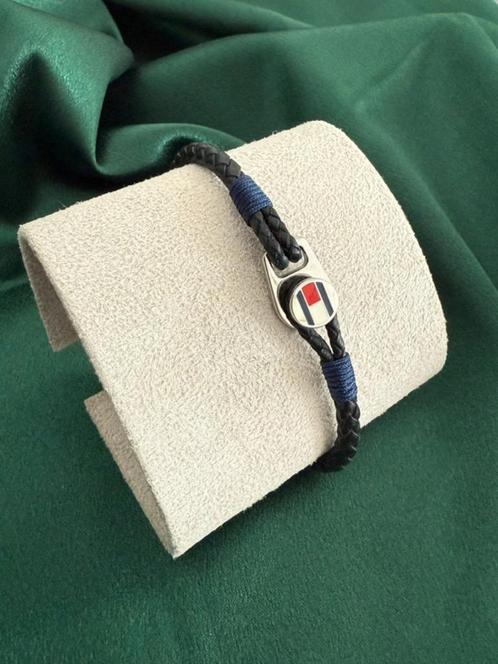 Exclusieve Tommy Hilfiger Armband – Zwart Leer met Staal, Sieraden, Tassen en Uiterlijk, Armbanden, Zo goed als nieuw, Leer, Zwart