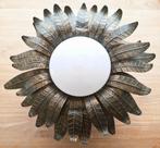 Vintage plafonnière lamp 'sunburst' met 'bronsen' bladeren, Ophalen of Verzenden, Gebruikt, Glas, Sunburst