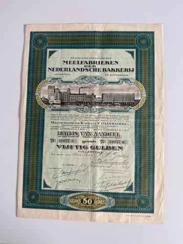 Aandeel Meelfabrieken Ned. Bakkerij, 50 Gulden beschikbaar voor biedingen