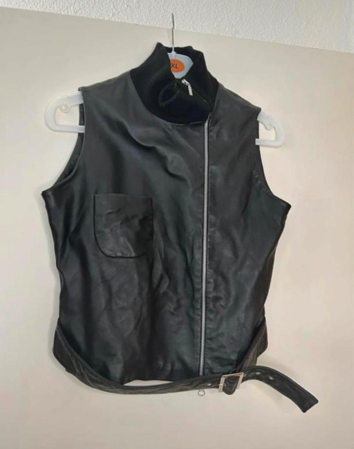 Echt leren vintage bodywarmer maat M/38, Kleding | Dames, Bodywarmers, Gedragen, Maat 38/40 (M), Zwart, Ophalen of Verzenden