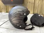 Nieuwe jet helm matzwart met zilveren vlammen maat M 57/58, Overige merken, M, Heren, Jethelm