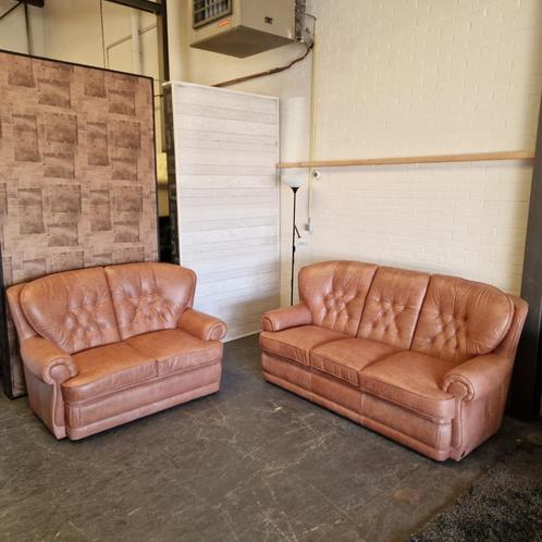 Chesterfield Bankenset Haeck 2-zits + 3-zits – Vintage Rundl, Antiek en Kunst, Antiek | Meubels | Stoelen en Banken, Ophalen