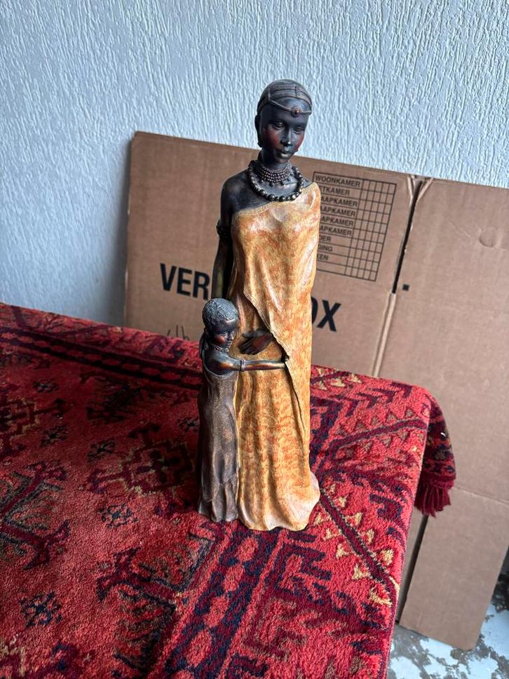 Antiek Afrikaans Beeld van Vrouw met Kind, Antiek en Kunst, Kunst | Beelden en Houtsnijwerken, Ophalen of Verzenden