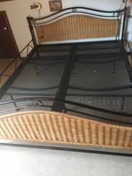 Tweepersoonsbed 160x200 brons/vlechtwerk en Auping spiralen, Ophalen, Gebruikt, Bruin, Klassiek