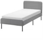 Bed slattum grijs, Ophalen, Eenpersoons, Zo goed als nieuw, 200 cm