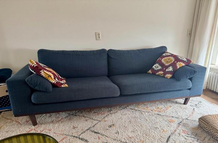 3-zits bank Nous Living - Torino blauw, Huis en Inrichting, Banken | Bankstellen, Gebruikt, Hoekbank, Driepersoons, 200 tot 250 cm