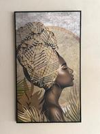 schilderij afrikaanse vrouw, Huis en Inrichting, Ophalen, Zo goed als nieuw, Schilderij, 75 cm of meer