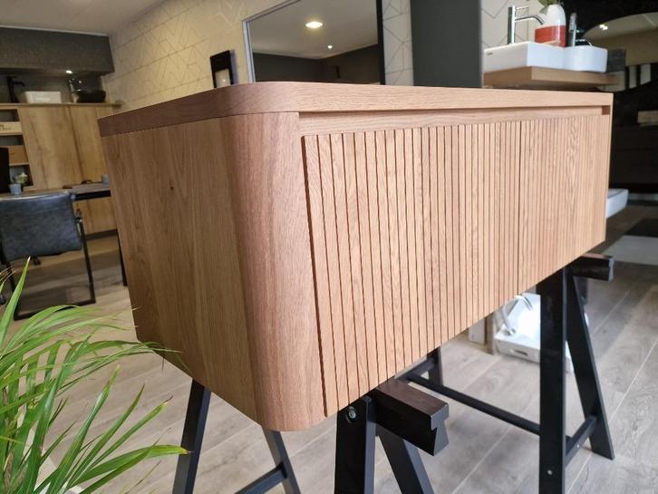 Son 2.0 massief eiken houten badmeubel met ronde hoeken 120, Huis en Inrichting, Badkamer | Badkamermeubels, Nieuw, Wastafelkast