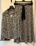 Lady Day - zwart beige print blouse  L + rok XL, Zwart, Maat 42/44 (L), Ophalen of Verzenden, Zo goed als nieuw