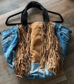 Jeans tas/ shopper met suede franjes, Ophalen of Verzenden, Zo goed als nieuw, Blauw, Shopper