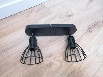 Industriële plafondlamp zwart 2 lampenbollen beschikbaar voor biedingen
