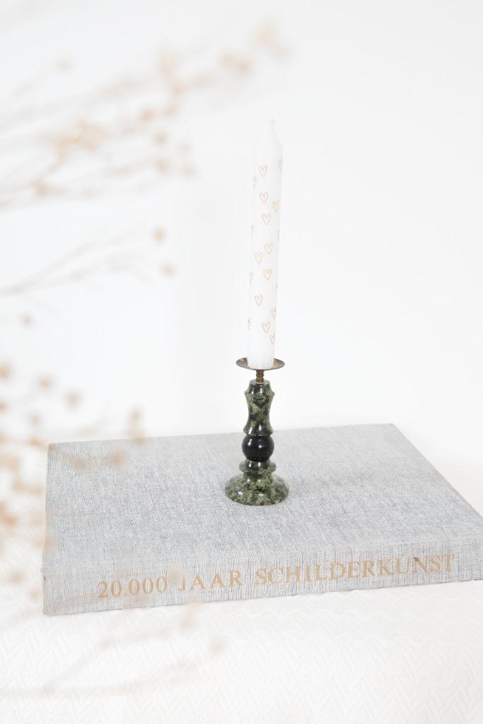 Natuursteen kandelaar (serpentijn), Huis en Inrichting, Woonaccessoires | Kandelaars en Kaarsen, Zo goed als nieuw, Minder dan 25 cm