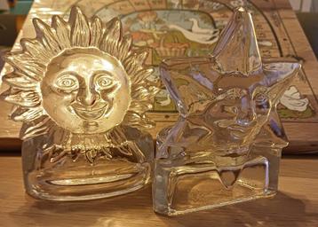 Glazen zon en ster waxinelichthouders beschikbaar voor biedingen