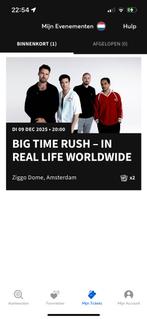 2x big time rush tickets voor 9 december., Tickets en Kaartjes, Concerten | Pop, Twee personen, December