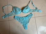 LISCA set push up GEL bh 80B string L turqoise blauw glitter, Lisca, Ophalen of Verzenden, Blauw, Setje