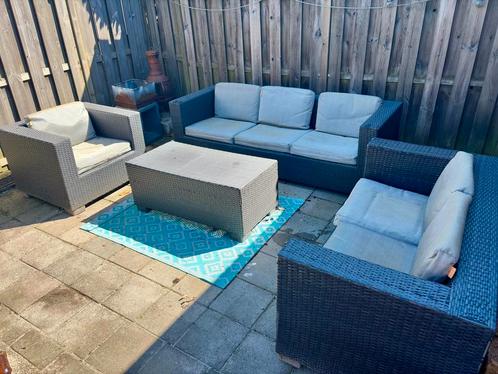 Mooie wicker  tuinset, Tuin en Terras, Tuinsets en Loungesets, Gebruikt, Loungeset, Kunststof, 6 zitplaatsen, Bank, Bijzettafel