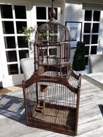 Vintage oude vogelkooi decoratief compleet met bakjes etc, Antiek en Kunst, Ophalen