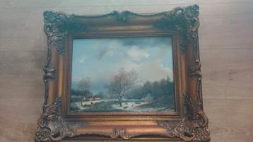 Schilderij Winterlandschap in Gouden Lijst beschikbaar voor biedingen