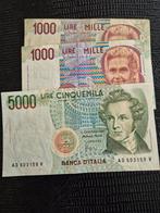 Italiaanse Lire Bankbiljetten - 1000 & 5000 Lire, Ophalen of Verzenden