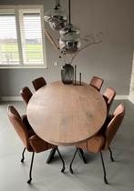 6 prachtige Enzo Luca eetkamerstoelen, type “Cable”, leer, Huis en Inrichting, Stoelen, Ophalen, Bruin, Leer, Zo goed als nieuw