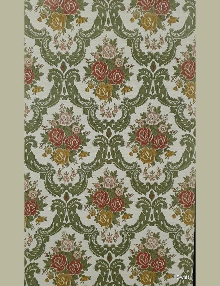 13953 barok behang bloemen landhuis groen retro flair swiet, Huis en Inrichting, Stoffering | Behang, Groen, minder dan 10 m²