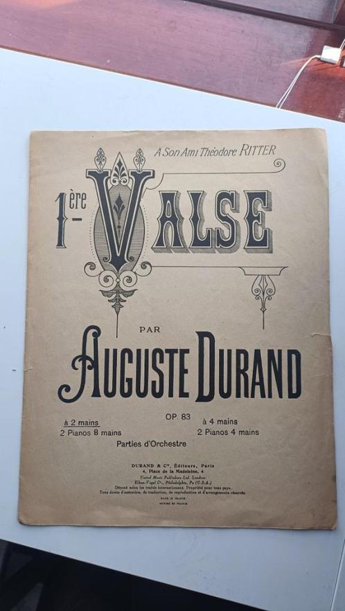 vintage bladmuziek piano Auguste Durand 1ere Valse op. 83, Muziek en Instrumenten, Bladmuziek, Gebruikt, Artiest of Componist