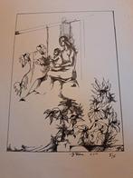 Zwart-wit tekening van moeder en kind, Antiek en Kunst, Ophalen of Verzenden