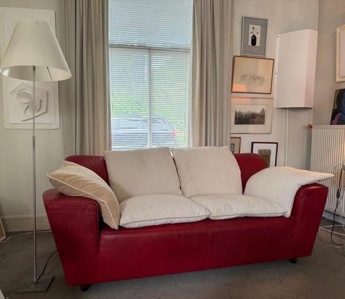 rode leren bank, merk Montis, afm. 200x100x70cm, Huis en Inrichting, Banken | Bankstellen, Zo goed als nieuw, Rechte bank, Tweepersoons