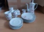 6 delig koffieservies wit met rose bloemen, Ophalen of Verzenden