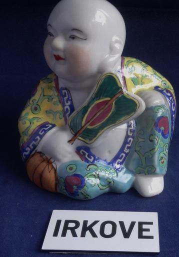 CHINEES MAN MET WAAIER * Porselein * beschikbaar voor biedingen