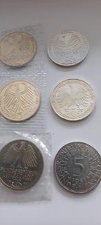 6x 5 Duitse Mark zilver 625/1000, Ophalen of Verzenden, Duitsland, Losse munt, Zilver