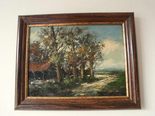 H.C. Kranenburg [1917-1997] "Boerderij met kippen", Antiek en Kunst, Kunst | Schilderijen | Klassiek, Ophalen of Verzenden