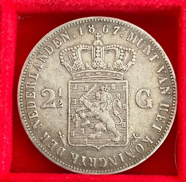 VERSCHILLENDE JAREN 2,5 gulden Willem III (2), Postzegels en Munten, Munten | Nederland, Losse munt, 2½ gulden, Koning Willem III