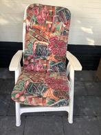 4 witte verstelbare  tuinstoelen- met kussens, Ophalen, Gebruikt, Kunststof, Verstelbaar
