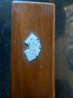 Vintage Houten Kaartspel Doos met Speelkaarten, Ophalen of Verzenden