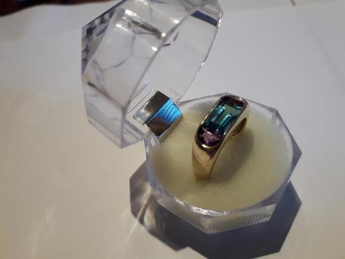 GEELGOUDEN 14 KRT RING met KLEURSTENEN in PERFECTE STAAT, Sieraden, Tassen en Uiterlijk, Antieke sieraden, Ring, Goud, Met edelsteen