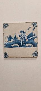 Antieke tegel met herder., Ophalen of Verzenden