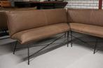 Luxe eetkamerbank hoekbank VIDAR Jess Design metaal & leer, Ophalen, Bruin, Zo goed als nieuw, Vijf, Zes of meer stoelen