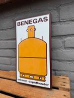 BENEGAS emaille reclamebord, Verzamelen, Merken en Reclamevoorwerpen, Reclamebord, Gebruikt, ., Ophalen of Verzenden