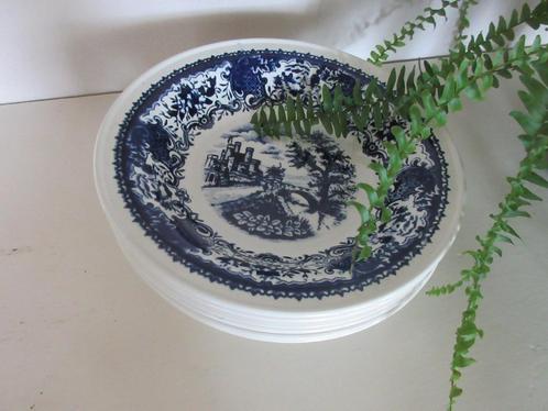 6 diepe borden / soepborden van Boch Belgium afb. kasteel, Antiek en Kunst, Antiek | Servies los, Ophalen of Verzenden