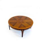 Vintage XL pallisander salontafel, Ilse Möbel ‘60, Vintage retro buisframe design rotan webbing papercord deens, Rond, Ophalen of Verzenden