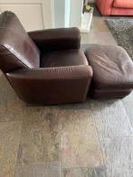 Lederen fauteuil met hochker, Huis en Inrichting, Fauteuils, Ophalen, Gebruikt, 75 tot 100 cm