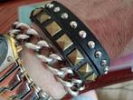 Studs wikkel armband (Size: 17/21cm), Sieraden, Tassen en Uiterlijk, Armbanden, Verzenden, Nieuw, Zwart, Leer