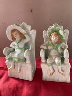 3) Twee oude bisquit porseleinen beeldjes, gaaf!, Antiek en Kunst, Antiek | Porselein, Ophalen of Verzenden